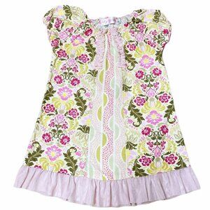 Lily Cake Dress Girls Size 2T Green Pink Paisley Floral Lace Ruffle